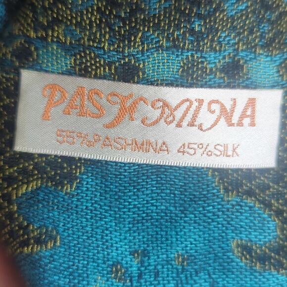 Mermaidcore Cashmere & Silk Scarf Shaw Wrap Fringe Extra Wide - Picture 2 of 9